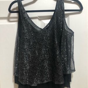 Black lace with silver trim going out flowy tank